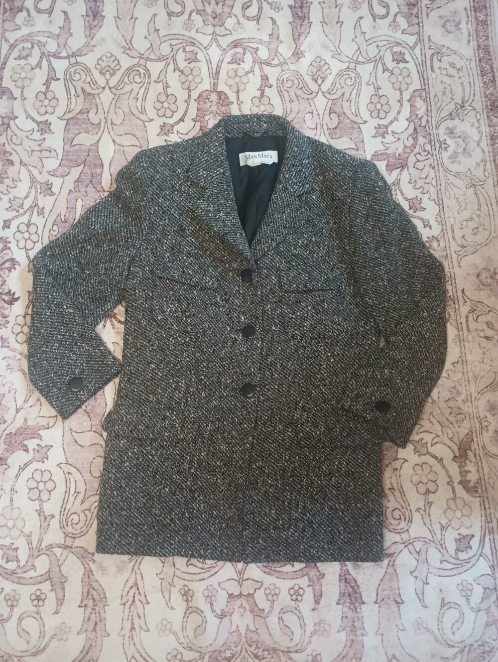 Max Mara Boucle Tweed Blazer Jacket US 10 Lana Wool Old Money Academia Heritage